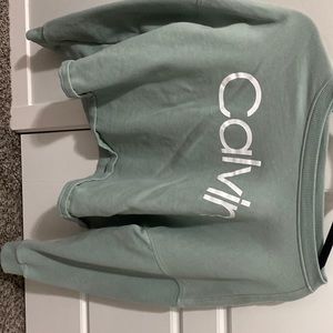 CALVIN CLEIN cropped teal hoodie. Size S